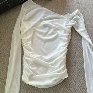 Off the shoulder mesh white top